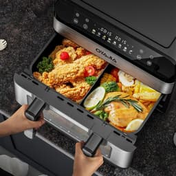Heteluchtfriteuse Dubbel - XXL Airfryer - Gezond Koken - Met Kijkvenster - 10 Liter - Zwart — thumbnail 5