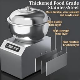 Elektrische Kneedmachine - Deegmixer Keukenmachine - Brood Bakken - Dubbele Spiraal Rotatie - 8 kg Kom - Zilver — thumbnail 2