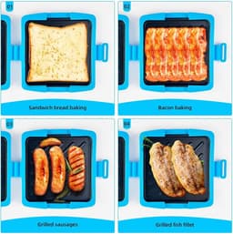 Ontbijtapparaat - Mini oven - Snelle maaltijden - Magnetron compatibel - 43 x 176 x 43 cm - Blauw — thumbnail 5