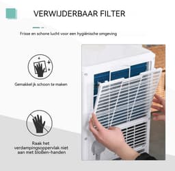 Mobiele Airco - Mobiele Airconditioner 7000BTU 3-in-1 – Koelen – Luchtontvochtiger – Ventilator – 24h Timer – 2 Snelheden – Voor 10-26 m² – Compact – Wit — thumbnail 3