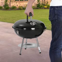 Compacte Draagbare Houtskool BBQ - Houtskoolbarbecue BBQ-Grill Kogel Barbecue - Balkon/Camping/Festival/Picknick Kolen BBQ - Zwart — thumbnail 2