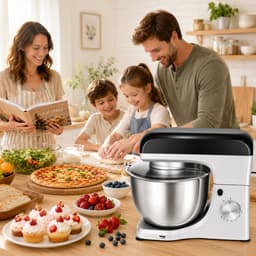 KITYTETY Keukenmixer 1000W - 5L Mengkom - 8 Snelheden - Pulse functie - Keukenmachine - Keukenrobot - Drie Opzetstukken - Zilver — thumbnail 5