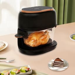 Heteluchtfriteuse, 4 l, luchtfriteuse met led-touchscreen, Air Fryer frituurmand van glas, 1-120 minuten timer, zichtbaar venster, ideaal voor frituren, bakken, braden (zwart) — thumbnail 5