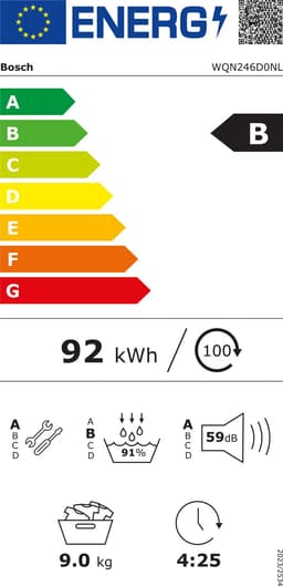 Bosch Serie 6 WQN246D0NL - Warmtepompdroger - 9 kg - Zeer stil - Self Cleaning Condensor consistent energieverbruik - Home Connect - Speed Perfect - Wit — thumbnail 2