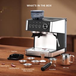 Espressomachine Automatisch 20 Bar - Conische Bonenmolen 30 Niveaus - Melkopschuimer Auto - Stoom 360° - 2,3 L Reservoir - Koffie Amerikaans Cold Brew - RVS Zwart — thumbnail 3