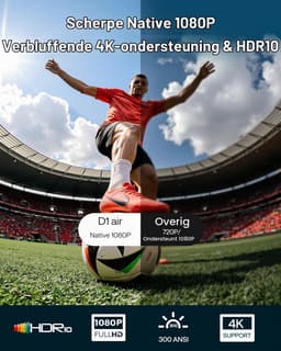 Draagbare Beamer Enige Uitvoering - 1080P Native Resolutie - LCD Scherm - Wit - Voor Thuisbioscoop En Gaming — thumbnail 5