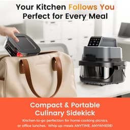 ITRONIQ Airfryer 1500W – Heteluchtfriteuse met 4L & 1,5L Glazen Mand – Digitaal Display – Compact & Draagbaar – Zwart/grijs — thumbnail 2