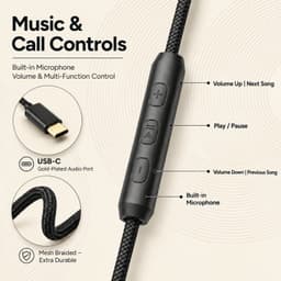 PowerLocus P2 Wired - Koptelefoon met Draad USB-C - Microfoon - Inklapbaar - Over-Ear Hoofdtelefoon met Kabel - Comfortabele Pasvorm - Audio Sharing Port - Zwart — thumbnail 3