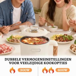 Elektrische Kookpan - Beige - 2 l - Draagbare Antiaanbak Multicooker - Voor Keuken en Reizen — thumbnail 2