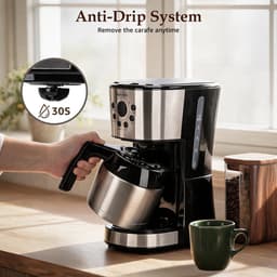 Taylor Swoden Koffiezetapparaat Filterkoffie - Instelbare Sterkte - Warmhoudfunctie - Anti-Drup - 10 koppen - Zwart/rvs — thumbnail 2
