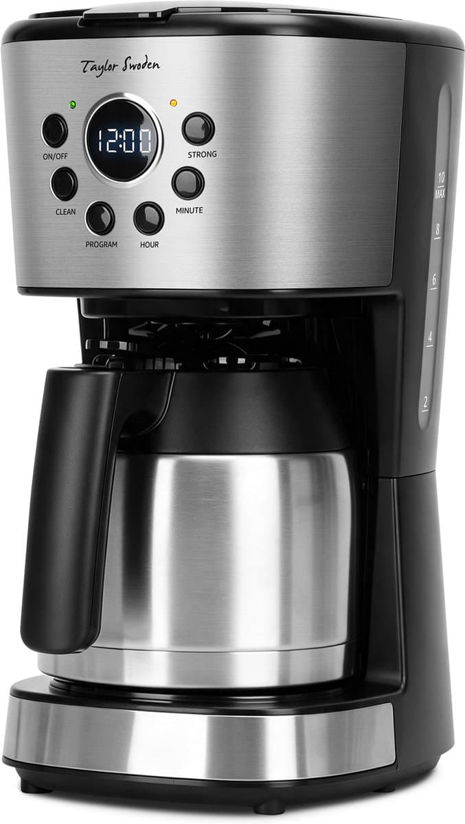 Taylor Swoden Koffiezetapparaat Filterkoffie - Instelbare Sterkte - Warmhoudfunctie - Anti-Drup - 10 koppen - Zwart/rvs — afbeelding 1
