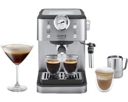 De'Longhi Classic EM450.M – Pistonmachine - Handmatige Espresso & Cappuccino - Volledig RVS Behuizing - Zilver