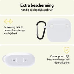 Hoesje Geschikt voor Apple AirPods 5 - Siliconen Hoes met Clip - Silicone Case Cover - Wit — thumbnail 5