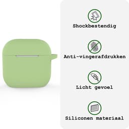 Case - Geschikt voor Apple AirPods 5 - Siliconen Hoes met Clip - Silicone Hoesje Cover - Groen — thumbnail 3