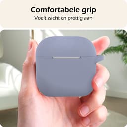 Hoesje - Geschikt voor Apple AirPods 5 - met Clip - Siliconen Hoes - Silicone Case Cover - Lila — thumbnail 4