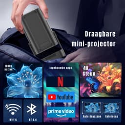 Draagbare Beamer - 4K met Native 1080P - Mini Projector - Draagbare Mini Beamer - Zwart - 19cm x 16cm x 14cm — thumbnail 5