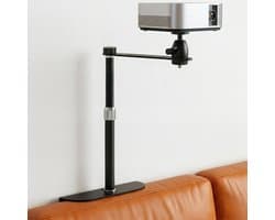 Beamerstandaard voor bed en bank, projectorhouder zonder boren, 360° draaibare beamerhouder, wand/nachtkastje, stabiele stalen beamer-wandhouder voor slaapkamer en woonkamer (23,5-37,5 cm)
