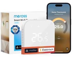 Slimme elektrische thermostaat, wifi, vloerverwarming, kamerthermostaat, verwarmen en koelen, compatibel met en Google, spraakbediening, afstandsbediening en tijdschema
