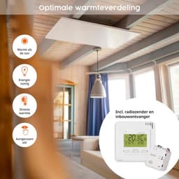 Infrarood Plafondverwarming - 1200 W Vermogen - Aluminium - Binnengebruik - Met Draadloze Thermostaat — thumbnail 4
