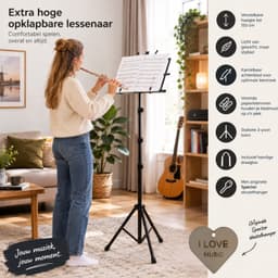 Specter Professionele Extra Hoge Lessenaar tot 150 cm – Opklapbare Muziekstandaard voor Bladmuziek – Met Draagtas & Specter Sleutelhanger — thumbnail 2