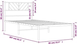 Bedframe met hoofdeinde, metaal, wit, 80 x 200 cm, bedframe voor woonkamer, hotel, slaapkamer — thumbnail 5