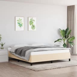 Bedframe zonder matras stof crème 180x200 stoffen ledikant met lattenbodem stevig onderstel slaapkamer meubel — thumbnail 1