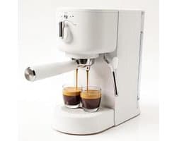 Espressomachine - Pistonmachine - 15 Bar Italiaanse Pomp - PID Temperatuurregeling 1500W - Pre‑infusie - 58mm Siebträger - Met Stoompijpje - 1,5L Afneembare Watertank - Compact Wit - Coffee Machine - voor Cappuccino en Latte - Thuis en Kantoor