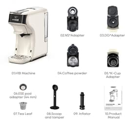 HiBREW H1B koffiezetapparaat met 6 in 1 pads, watertank van 600 ml, drukextractie van 19 bar, koud/warm-modus, LED-indicator, voor Kcup*/Nes*/DG*/espressopoeder — thumbnail 3