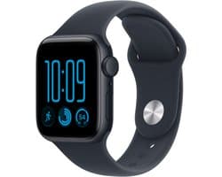 Apple Watch SE 3 GPS 40mm Aluminium Zwart en Marineblauw Sportband - Maat S/M