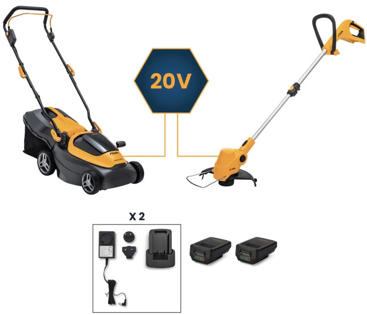 STIGA Collector 136e Kit+GT 100e Grasmaaier - Accu - 34 cm - 2x2 Ah — afbeelding 1