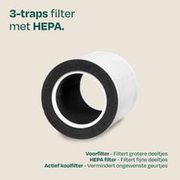 VONROC Luchtreiniger – 3-traps filter met HEPA – CADR 200 m³/u – wifi & app-bediening – voor ruimtes tot 25 m² – Beige — thumbnail 2