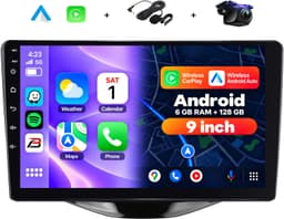 Boscer 2 Din Android 15 Autoradio - Geschikt voor Toyota Aygo, Citroën C1 & Peugeot 108 (2014-2021) - Draadloos Apple Carplay & Android Auto - 6+128GB - 9 Inch HD IPS Touchscreen - GPS - WIFI, Bluetooth & USB - Achteruitrijcamera & Microfoon — thumbnail 1