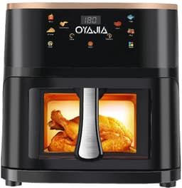 9 L airfryer met zichtvenster, type nr. 21, familiegroot, 6-in-1 kookprogramma’s, smart-touchscreen, timerfunctie, vaatwasbestendig, gezond, olievrij en vetarm koken, zwart — thumbnail 2