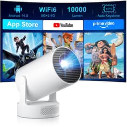 Mini Beamer – Native 720p – Android 14 – WiFi 6 – Bluetooth 5.4 – 180° Draaibaar – 300 ANSI Lumen — thumbnail 1