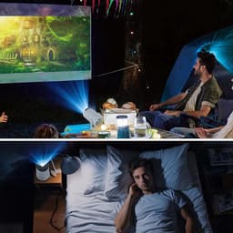 Mini Beamer - Draagbaar Projector - Android TV 11.0 - 2.4/5G WiFi & Bluetooth 5.0 - Automatische Keystone-correctie - 120 ANSI - 40-130 Inch - Thuisbioscoop - Voor Thuis & Kantoor — thumbnail 3