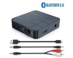 Bluetooth 5.0 Audio Zender & Ontvanger 2-in-1 – Draadloze AUX Adapter voor TV, Autoradio, Stereo, Speakers & Koptelefoon