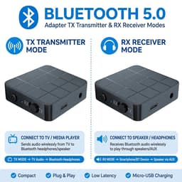 Bluetooth 5.0 Audio Zender & Ontvanger 2-in-1 – Draadloze AUX Adapter voor TV, Autoradio, Stereo, Speakers & Koptelefoon — thumbnail 5
