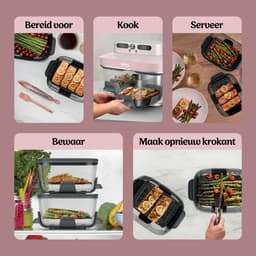 Ninja CRISPi DualZone Glazen Airfryer met 2 manden, 8 kookfuncties, Kook twee gerechten tegelijkertijd, PFAS-vrije glazen schalen, Inclusief deksels - Rosékwarts - DD102EUPK1 — thumbnail 4