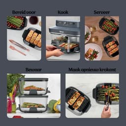 Ninja CRISPi DualZone Glazen Airfryer met 2 manden, 8 kookfuncties, Kook twee gerechten tegelijkertijd, PFAS-vrije glazen schalen, Inclusief deksels - Cyberspace - DD102EUBL1 — thumbnail 4