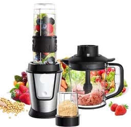 Multifunctionele Keukenmachine - 3-in-1 - Foodprocessor - Blender - 700W - Smoothie Maker - Hakmolen - Droogmolen - Roestvrij Staal - BPA-vrije Fles - 24.000 RPM — thumbnail 4