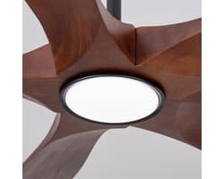 Plafondventilator Met Verlichting – 52 Inch, 6 Snelheden, Afstandsbediening, Houten Bladen, Dimbaar, 3 Kleurtemperaturen, Timer, Stil