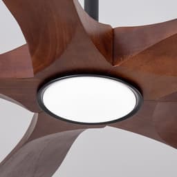 Plafondventilator Met Verlichting 132 Cm – 6 Snelheden En Timer – Walnoot En Zwart – Hout – Voor Slaapkamer En Woonkamer – Afstandsbediening En Omkeerbare Stand — thumbnail 2