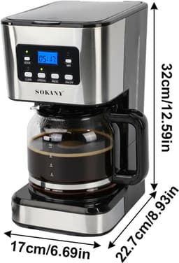 Programmeerbaar Koffiezetapparaat - Filterkoffiezetapparaat Voor Normale En Sterke Koffie - Automatische Uitschakeling & Warmhouden — thumbnail 5