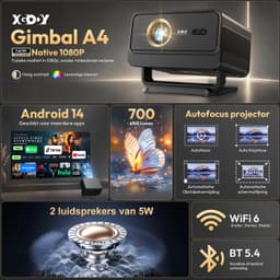XGODY Smart Beamer - Android 14 - 1080P - 700 ANSI - WiFi 6 & BT 5.4 — thumbnail 3
