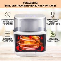 Airfryer Met Stoomfunctie - 7,5 Liter - 1500 W - 16 Kookprogramma’s - Touchscreen - Instelbare Temperatuur - Timer - Vaatwasserbestendige Onderdelen - Crème — thumbnail 1