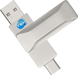 Draagbare SSD-stick - Externe USB-opslag - Bestanden overzetten - Dubbele USB-A- en USB-C-aansluiting - 1 TB - Zilver — thumbnail 3