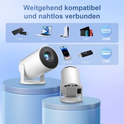 Mini Beamer - 1280 x 720 Resolutie Android 14 - 8000 Lumen Lichtsterkte - Draagbaar Wit - Smart Projector — thumbnail 2