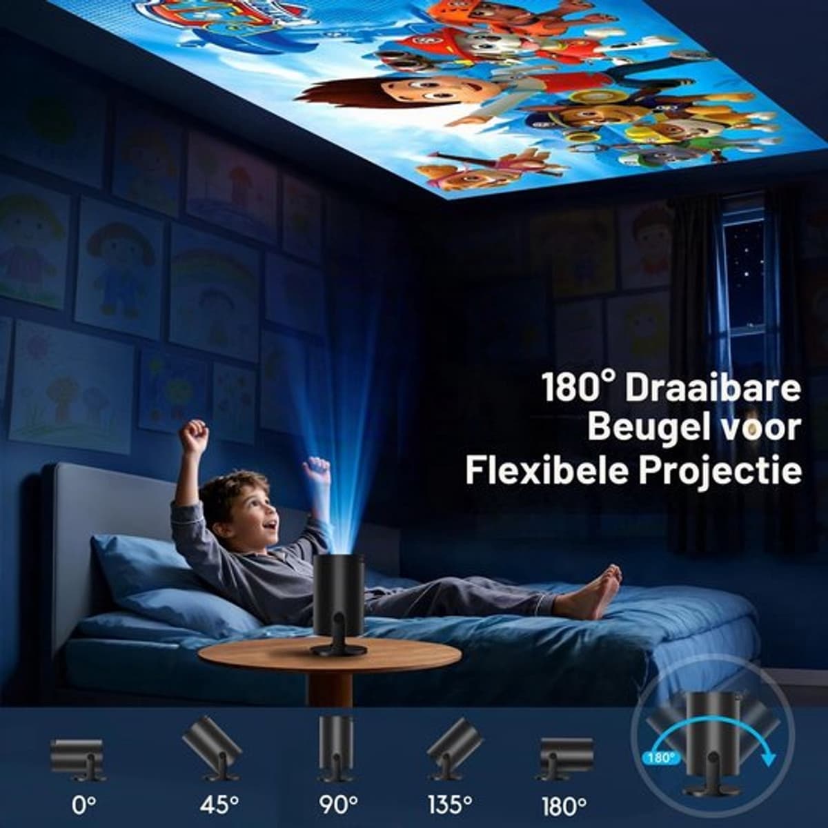 Mini Beamer Draagbaar - 1280 x 720 Resolutie - LED Technologie - WiFi 6 En Bluetooth 5.4 - Voor Gaming Onderwijs Thuisbioscoop Zakelijk — afbeelding 1