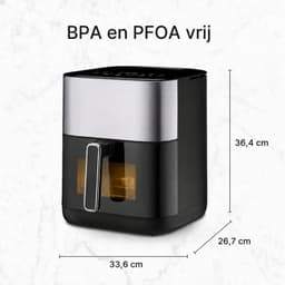 Airfryer met Stoomfunctie - 12 Liter - 1850 W - 12 Kookprogramma’s - Digitaal Bedieningspaneel - Kijkvenster - Binnenverlichting - Timer - Inclusief 6 Accessoires - Zwart — thumbnail 2