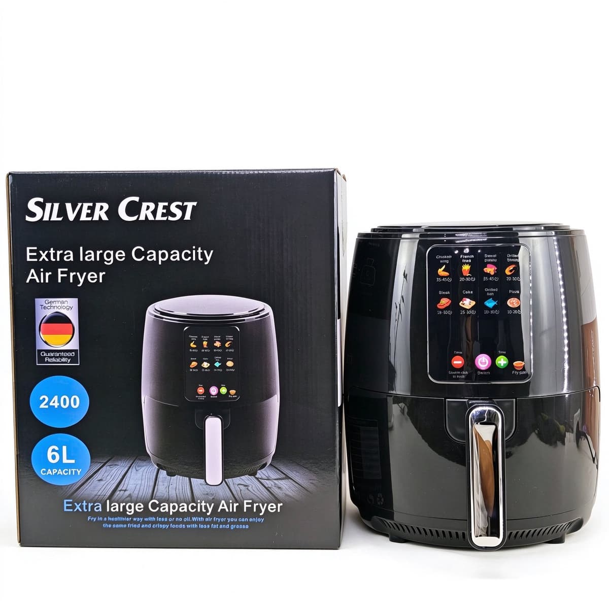 Heteluchtfriteuse 6L 2400W – Digitale Airfryer met Touchscreen en Antiaanbaklaag – Air Fryer met Grote Capaciteit – Zwart — afbeelding 1